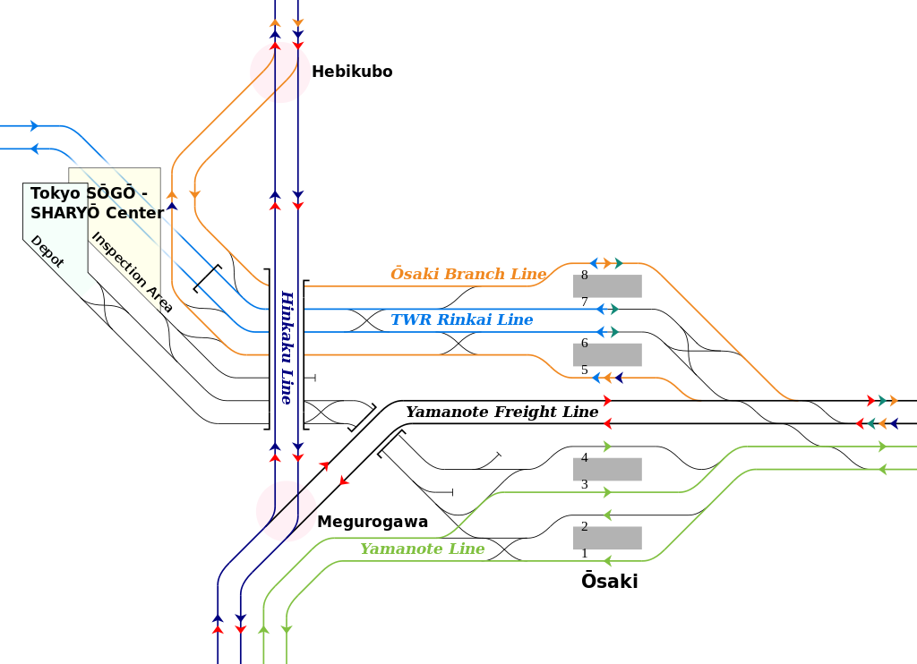 파일:Rail Tracks map Osaki Station.png