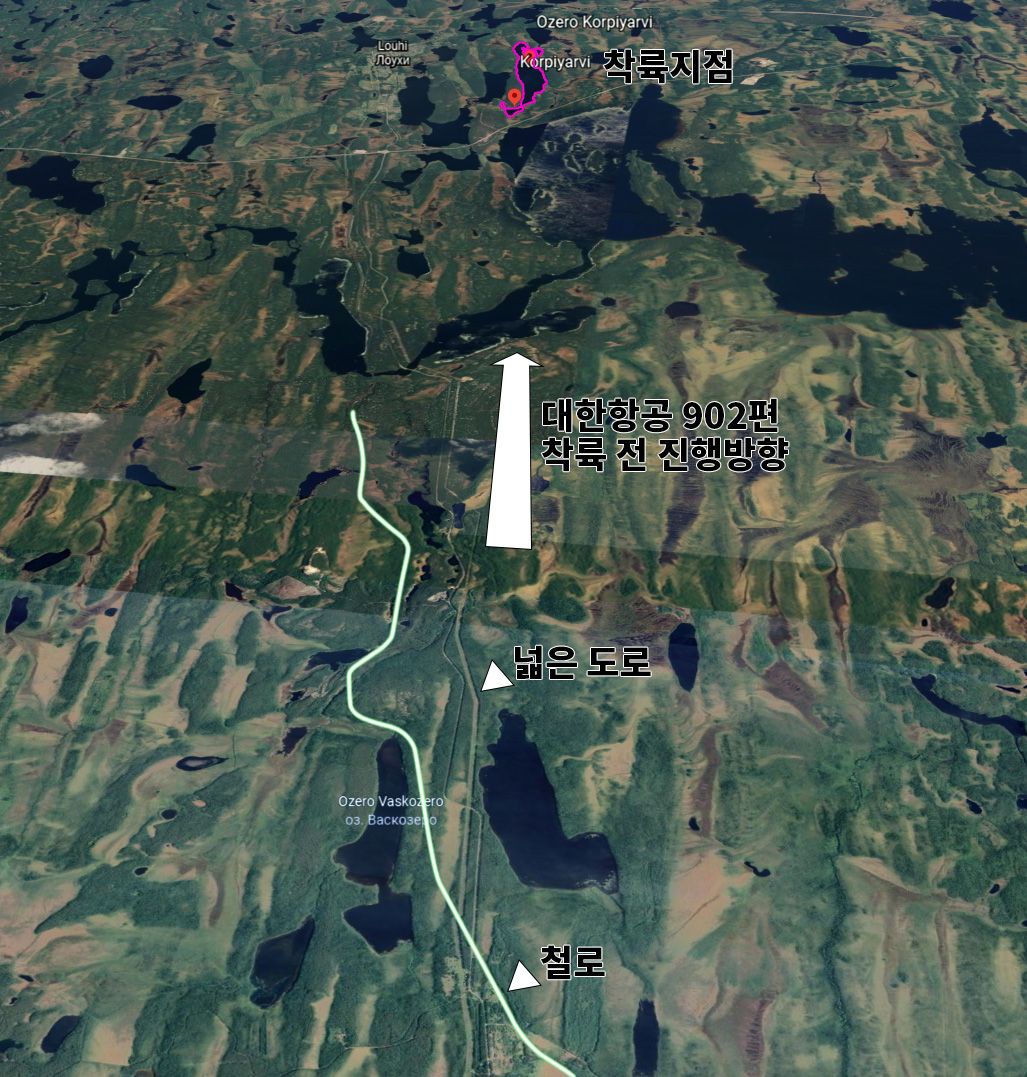 파일:kal902 landing attempt route.jpg